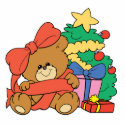 Cute Baby Bear and Christmas Tree photo sculptures