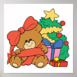 Cute Baby Bear and Christmas Tree posters
