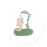 cute baby bird playing with raindrop stickers