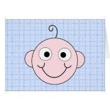Cute Baby Boy. Blue Check Background. Card