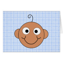 Cute Baby Boy. Blue Check Background. Greeting Cards