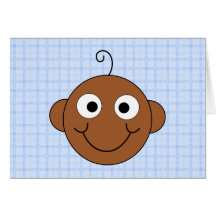 Cute Baby Boy. Blue Check Background. Card