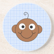 Cute Baby Boy. Blue Check Background. Coaster