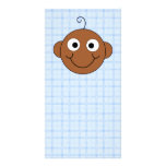 Cute Baby Boy. Blue Check Background. Custom Photo Card