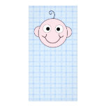 Cute Baby Boy. Blue Check Background. Photo Greeting Card