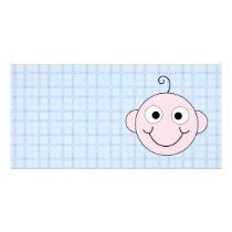 Cute Baby Boy. Blue Check Background. Customised Photo Card