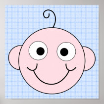 Cute Baby Boy. Blue Check Background. Posters