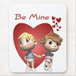 Cute Baby Boy & Girl Caricatures Mouse Pad