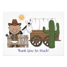 Cute Baby Boy Horse Pony Custom Western Thank You Personalized Invitation