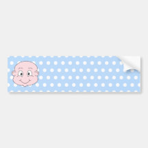 Cute Baby Boy, on blue polka dot pattern. Bumper Sticker