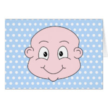 Cute Baby Boy, on blue polka dot pattern. Greeting Card
