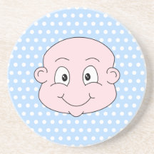 Cute Baby Boy, on blue polka dot pattern. Drink Coasters