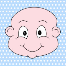 Cute Baby Boy, on blue polka dot pattern. Photo Cutout