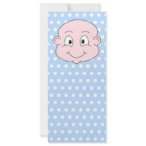 Cute Baby Boy, on blue polka dot pattern. Full Color Rack Card