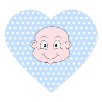 Cute Baby Boy, on blue polka dot pattern. Heart Stickers