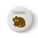 Cute Baby Brown Dinosaur Triceratops Pinback Buttons