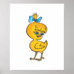 cute baby chick with bow print