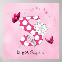 Cute Baby Child Personalised Name S is for Poster