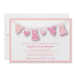 Cute Baby Clothes on the Line for Girl Baby Shower Personalized Announcement