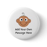 Cute Baby. Dark Skin. Custom Text. Vector on White buttons