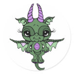 Cute Baby Dragon in Green with Purple Horns stickers