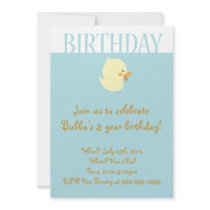 Cute Baby Duckling with Blue Birthday Invitation