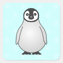 Cute Baby Emperor Penguin Cartoon Square Stickers