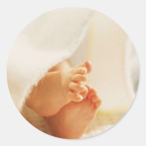 Cute Baby Feet Little Baby Feet Wrapped Blanket Round Stickers