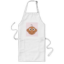 Cute Baby Girl. Pink Check Background. Aprons