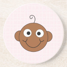 Cute Baby Girl. Pink Check Background. Beverage Coasters