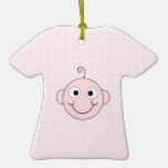 Cute Baby Girl. Pink Check Background. Christmas Ornament