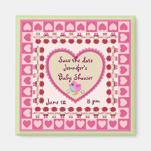 Cute Baby (girl) Save the date Baby shower magnet
