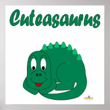 Cute Baby Lt Green Dinosaur Cuteasaurus Poster