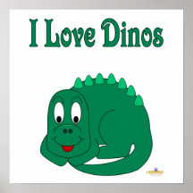 Cute Baby Lt Green Dinosaur I Love Dinos Posters