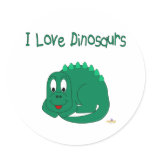 Cute Baby Lt Green Dinosaur I Love Dinosaurs stickers