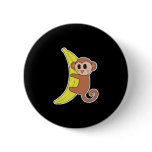 cute baby monkey on banana buttons