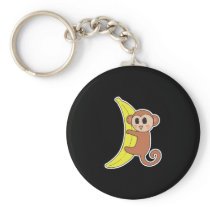 cute baby monkey on banana key chain