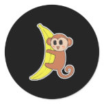 cute baby monkey on banana sticker