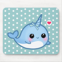 Cute baby narwhal mouse pad