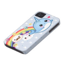 Cute baby narwhal with rainbow, clouds and stars case-mate iphone 4 cases
