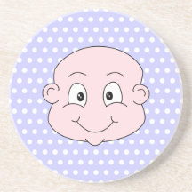 Cute Baby, on lilac polka dot pattern. Coasters