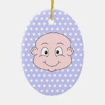 Cute Baby, on lilac polka dot pattern. Christmas Tree Ornament