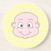 Cute Baby, on yellow polka dot pattern. Coasters