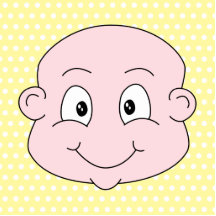 Cute Baby, on yellow polka dot pattern. Cut Outs