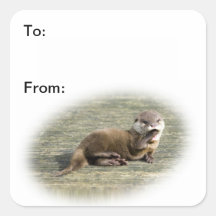 Cute Baby Otter Yawning Gift Tag Stickers