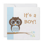 Cute Baby Owl It's a Boy Baby Shower Invitation
