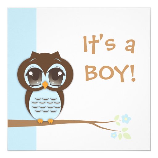 Cute Baby Owl It's a Boy Baby Shower Invitation | Zazzle.co.uk