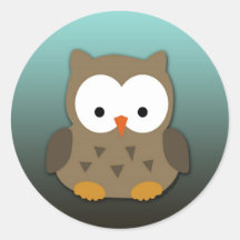 Cute Baby Owl Personalised Round Stickers