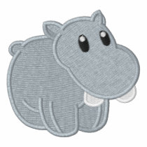 Cute Baby Pink Hippo Embroidered Polo Shirt
