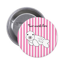 Cute baby seal pup pinback buttons